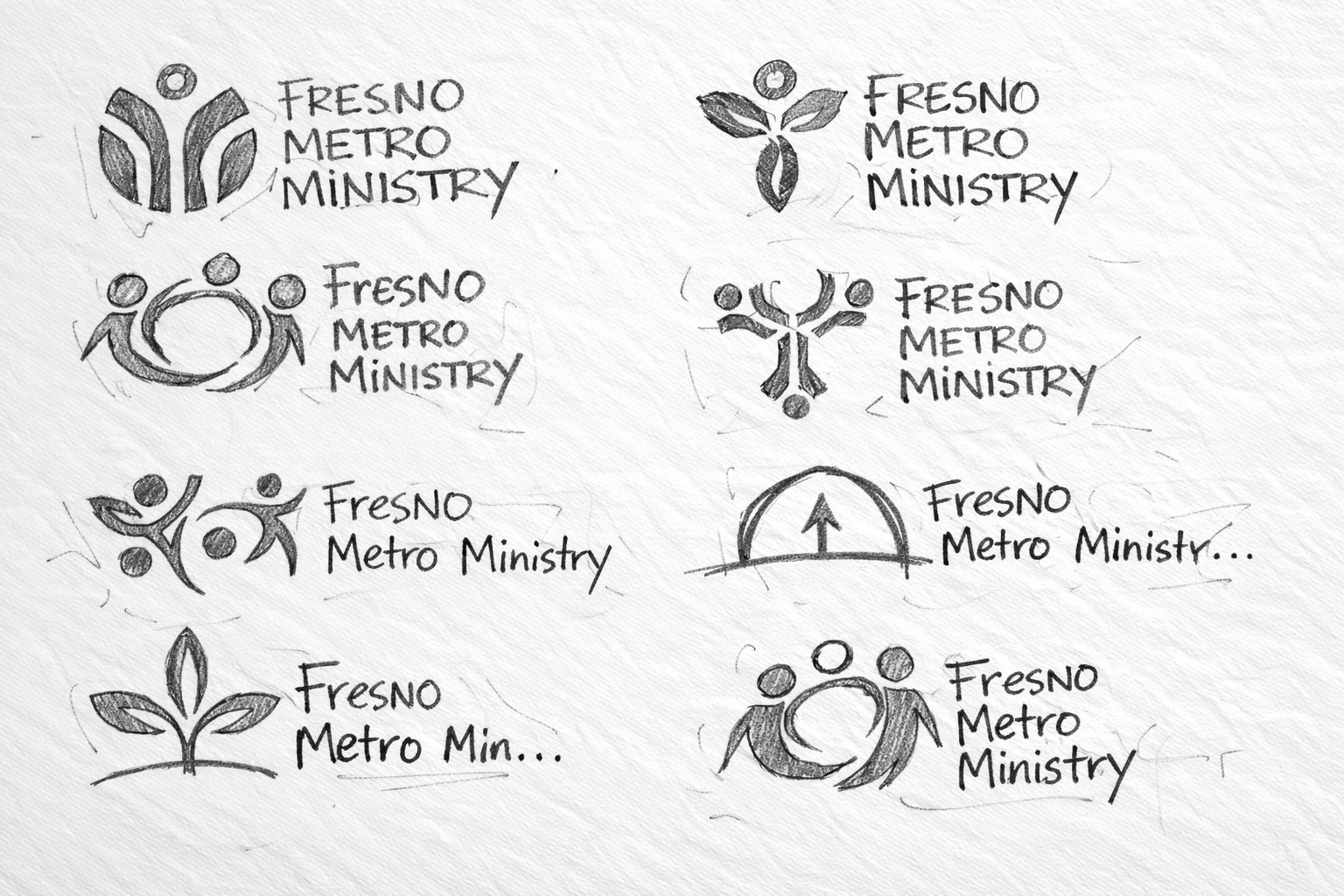Refined pencil sketches for FMM logo concepts